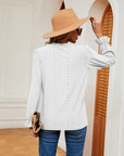 Light Gray V-Neck Flounce Sleeve Blouse