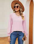 Light Gray V-Neck Flounce Sleeve Blouse