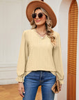 Light Gray V-Neck Flounce Sleeve Blouse