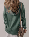 Dark Gray V-Neck Long Sleeve Hooded Top