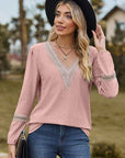 Rosy Brown V-Neck Long Sleeve T-Shirt