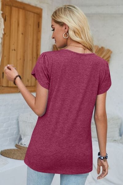 Sienna V-Neck Petal Sleeve T-Shirt