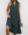 Light Gray V-Neck Sleeveless Tiered Dress