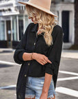 Dark Gray Waffle-Knit Collared Neck Dropped Shoulder Shirt