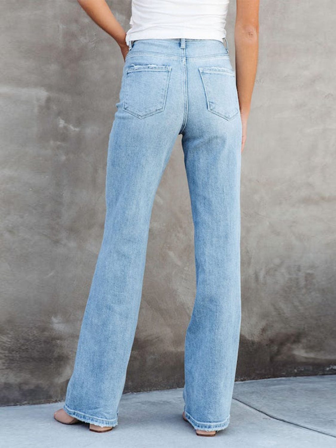 Dark Gray Washed Straight Leg Jeans