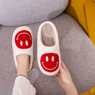 Rosy Brown Melody Smiley Face Cozy Slippers