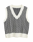 Black Houndstooth V-Neck Sweater Vet