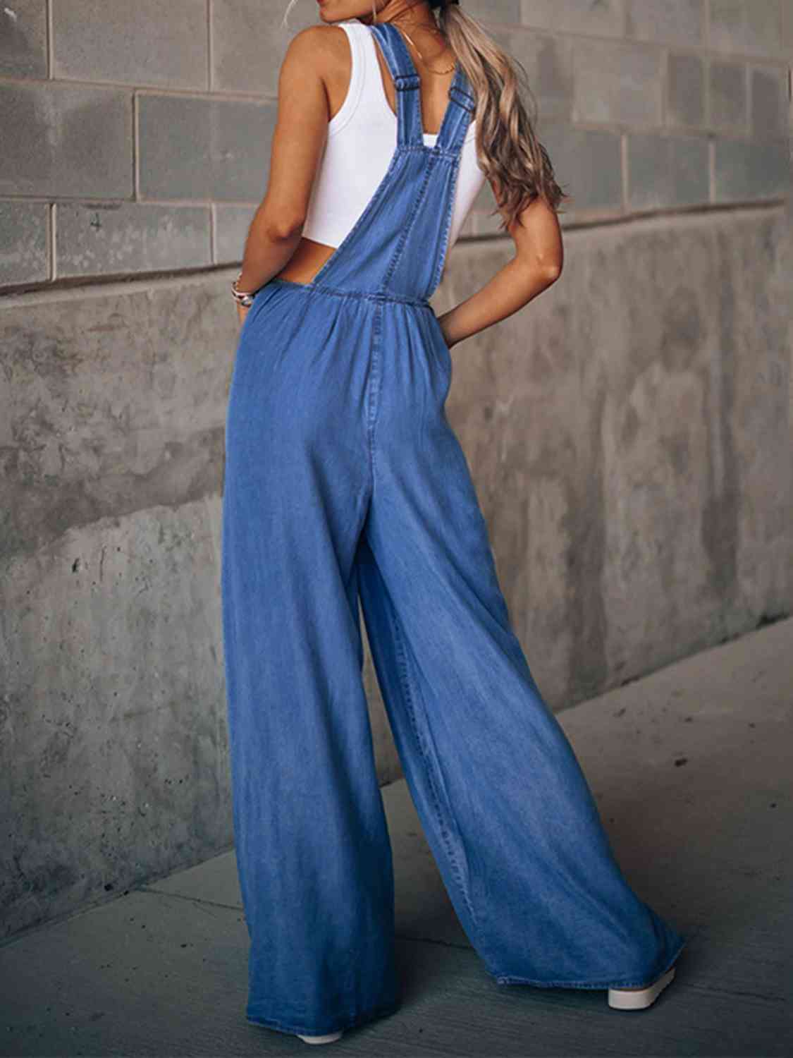 Dim Gray Wide Leg Denim Overalls