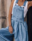 Dark Slate Gray Wide Leg Denim Overalls