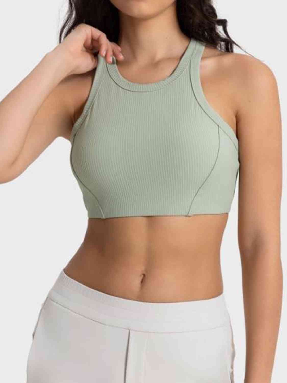 Gray Wide Strap Cropped Sport Tank