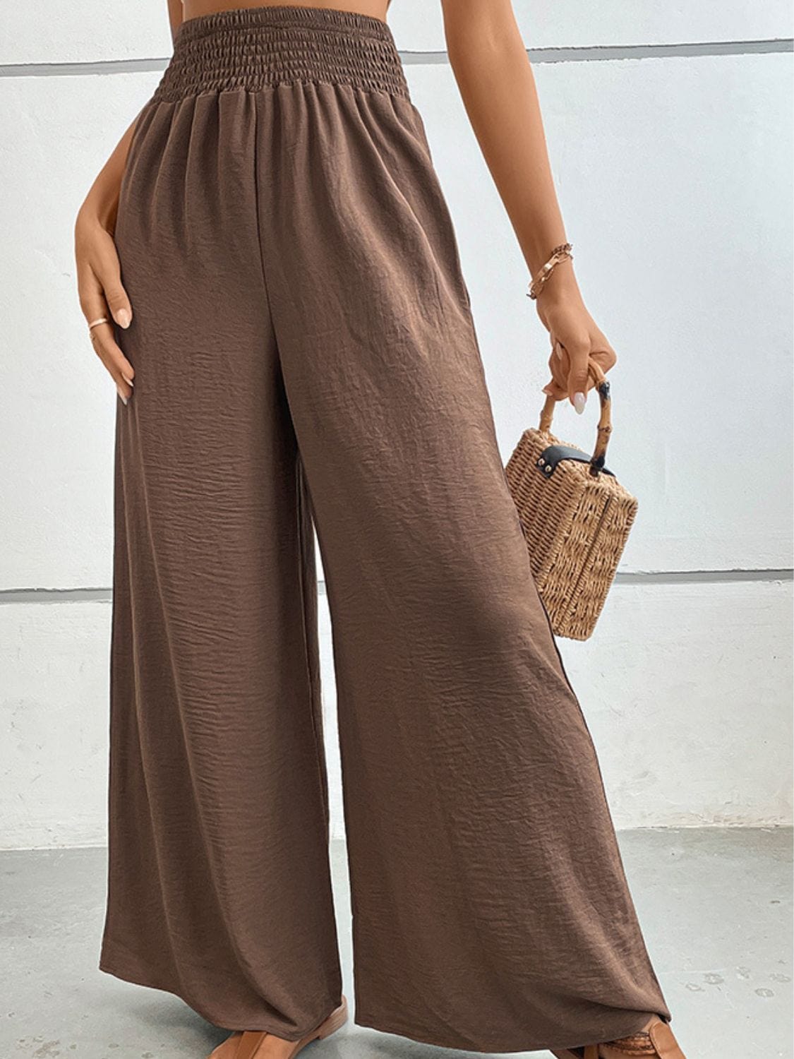 Light Gray Wide Waistband Relax Fit Long Pants