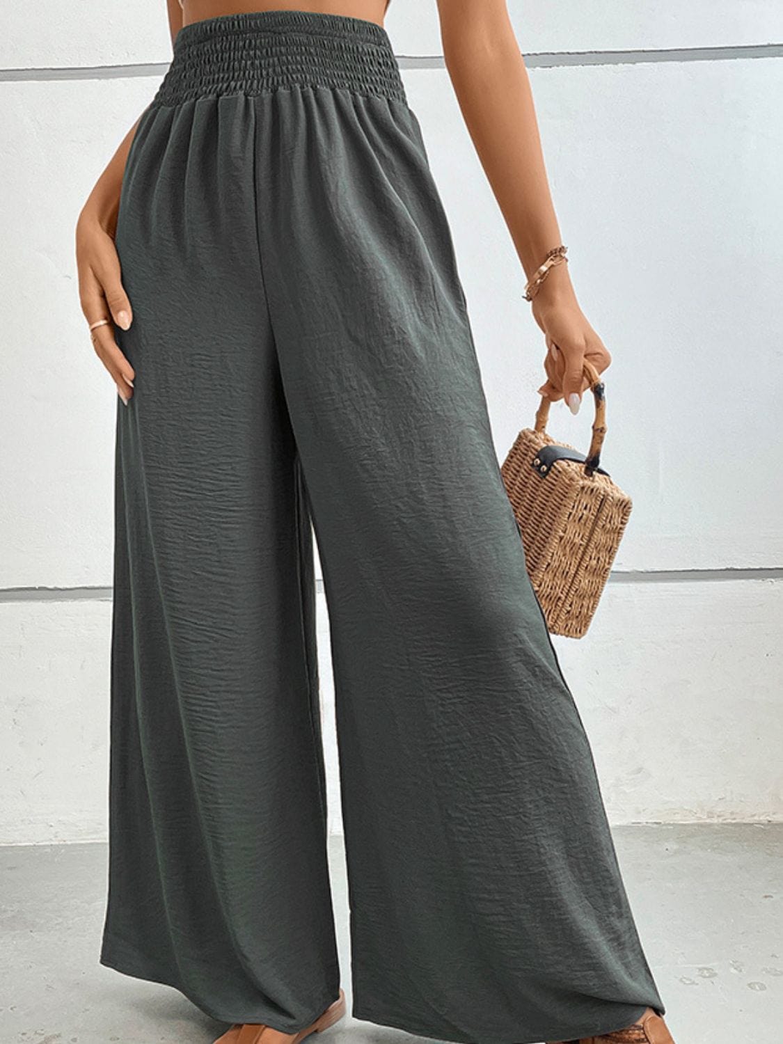 Light Gray Wide Waistband Relax Fit Long Pants