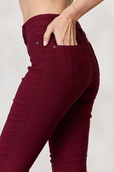 Dark Red YMI Jeanswear Hyperstretch Mid-Rise Skinny Jeans