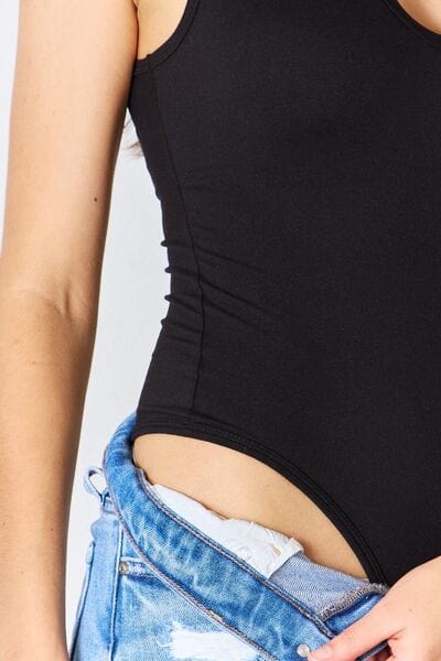 Dark Slate Gray Zenana Microfiber Notched Sleeveless Bodysuit