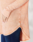 Wheat Zenana Oversized Washed Waffle Long Sleeve Top