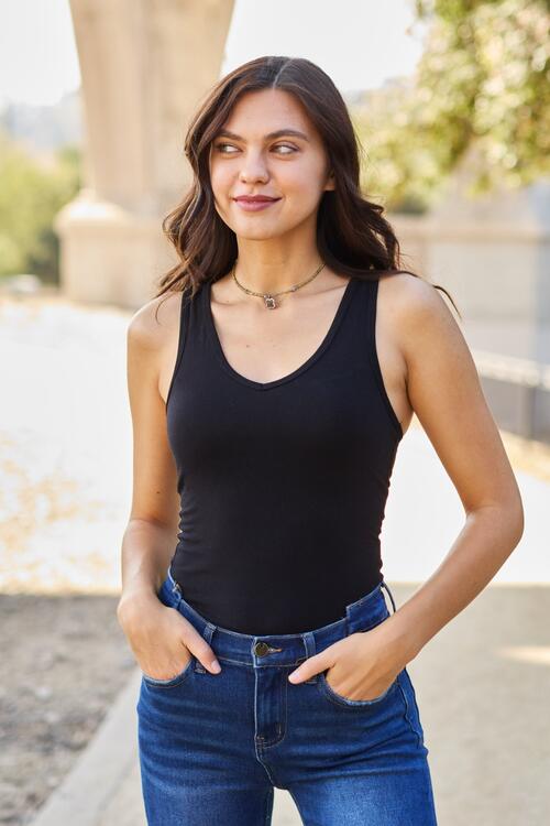 Light Gray Zenana Racerback Tank Bodysuit