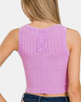 Thistle Zenana Ribbed Round Neck Cropped Tank