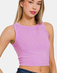 Thistle Zenana Ribbed Round Neck Cropped Tank