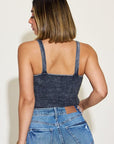 Dark Slate Gray Zenana Ribbed Washed Square Neck Tank