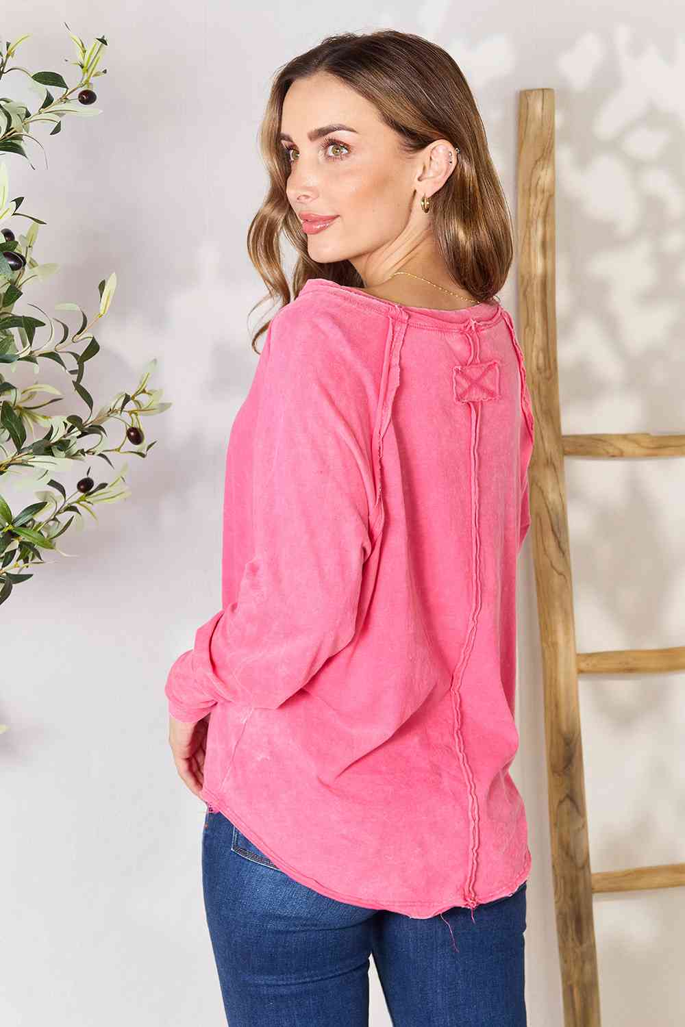 Thistle Zenana Round Neck Long Sleeve Top