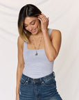 Light Gray Zenana Square Neck Wide Strap Cropped Cami