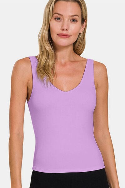 Rosy Brown Zenana V-Neck Slim Tank