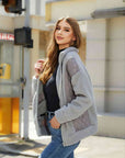 Dark Gray Zip-Up Collared Neck Jacket