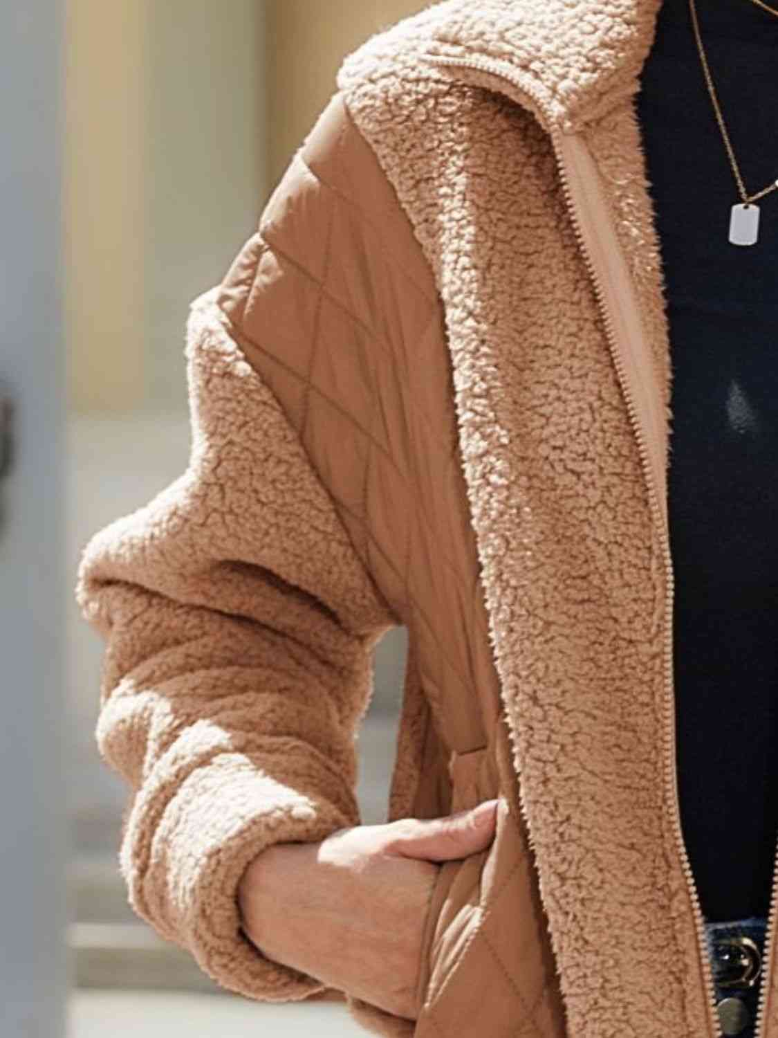 Rosy Brown Zip-Up Collared Neck Jacket