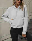 Dark Gray Zip-Up Raglan Sleeve Hoodie with Pocket