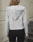 Dark Gray Zip-Up Raglan Sleeve Hoodie with Pocket