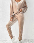 Light Gray Zip Up Top and Pants Set