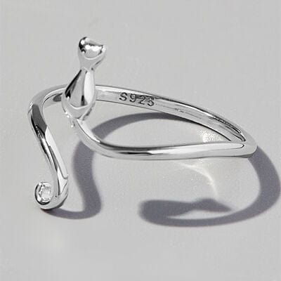 Gray Cat Shape 925 Sterling Silver Ring