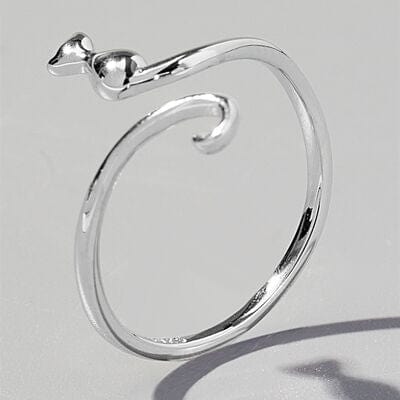 Light Gray Cat Shape 925 Sterling Silver Ring