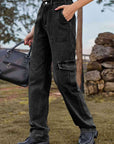 Dark Slate Gray High Waist Cargo Jeans