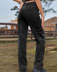 Dark Slate Gray High Waist Cargo Jeans