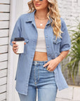 Gray Collared Neck Short Sleeve Denim Jacket