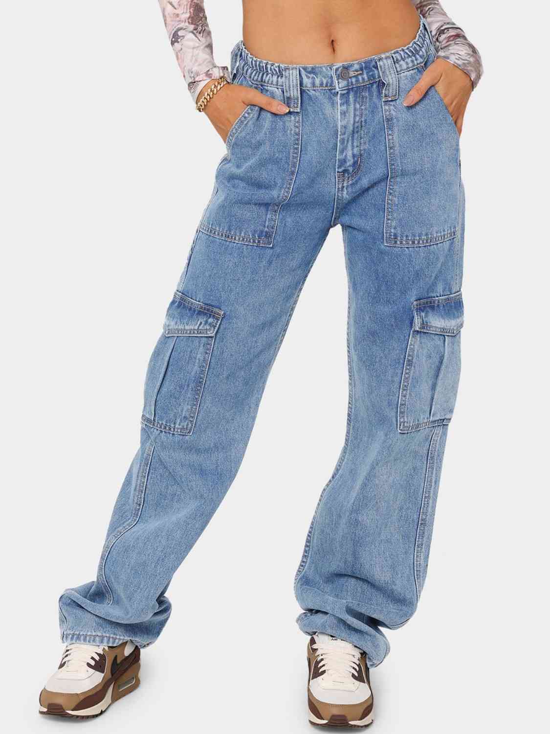 Lavender Straight Jeans with Pockets