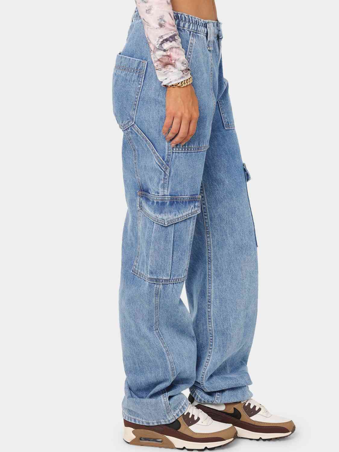 Lavender Straight Jeans with Pockets