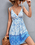 Dark Gray Bohemian Tie Shoulder Surplice Backless Dress