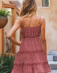 Rosy Brown Ditsy Floral Spaghetti Strap Dress