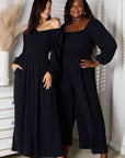 Black Double Take Square Neck Jumpsuit with Pockets