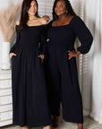 Black Double Take Square Neck Jumpsuit with Pockets