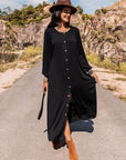 Tan Long Sleeve Round Neck Dress