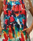 Sienna Printed Round Neck Sleeveless Dress with Pockets