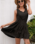 Black Tassel Tie Lace Trim Sleeveless Dress