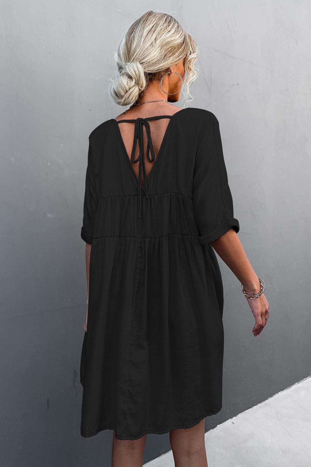 Dark Slate Gray Tie Back Pocket Mini Dress