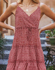 Rosy Brown Ditsy Floral Spaghetti Strap Dress