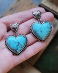 Dim Gray Artificial Turquoise Alloy Heart Dangle Earrings