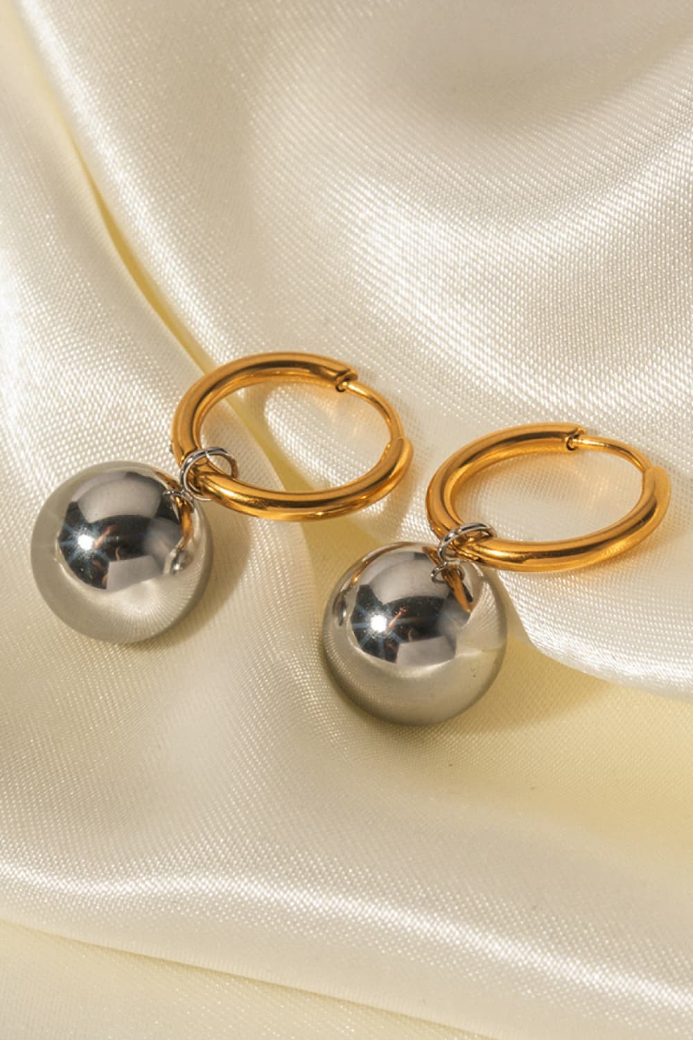 Gray 18K Gold-Plated Copper Ball Drop Earrings