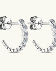 White Smoke Inlaid Moissanite 925 Sterling Silver C-Hoop Earrings